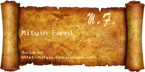 Mityin Fanni névjegykártya
